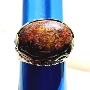 Carolyn Pollack Sterling Silver & Brass Multi-colored Chalcedony Stone Ring